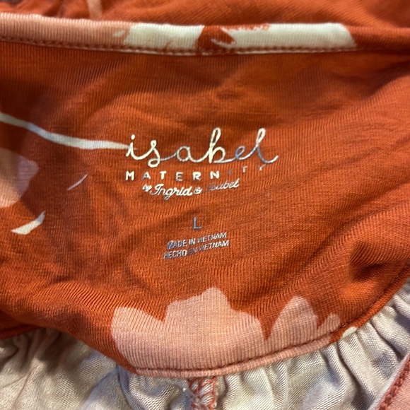 Maternity Isabel coral floral maxi dress v-neck angel sleeves size Large NWT - Picture 9 of 9